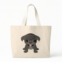 Black Pug Tote Bag