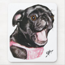 Black Pug Whassup?! Mouse Pads
