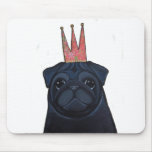 Black Pug with Crown Royalty Mouse Pad