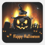 Black Pumpkin Halloween Stickers