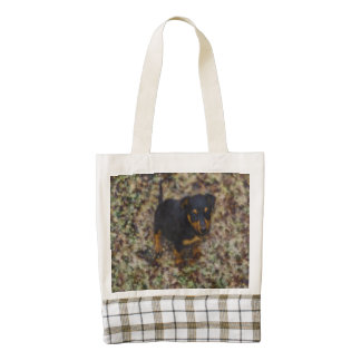 Black puppy painting zazzle HEART tote bag