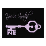 Black & Purple 21st Birthday Party Key Invitation