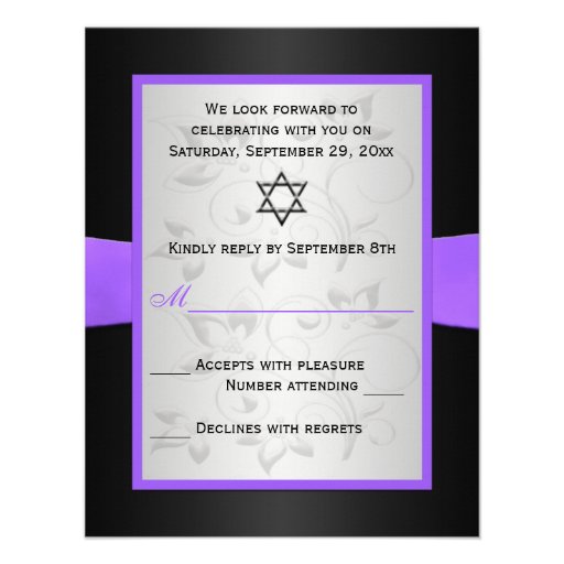 Black, Purple, and Silver Floral RSVP Card Invite