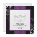 Black & Purple Damask Anniversary Party Custom Invites