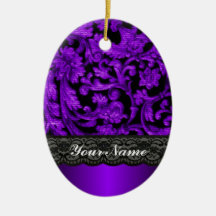 Black & purple damask ornament