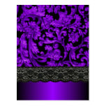 Black & purple damask postcards