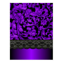 Black & purple damask postcards