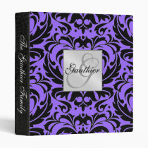 Black & Purple Damask Scroll Family Album Binder