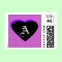 Black - Purple Heart Letter A White The MUSEUM stamps