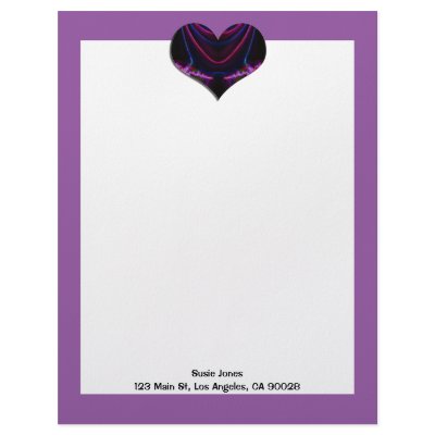black purple heart customized letterhead by DonnaGrayson