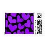 Black purple Hearts Postage