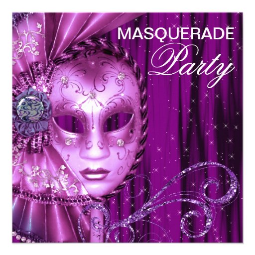 Black Purple Masquerade Party Invitations