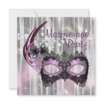 Black Purple Masquerade Party Personalized Invites