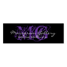 Black Purple Monogram Customizable Business Card Templates
