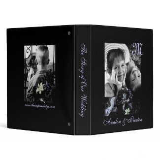 Black & Purple Monogram Love Floral Wedding Binder binder