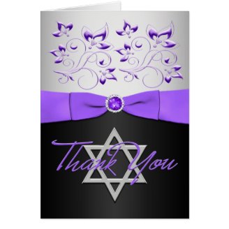 Black, Purple, Silver, Bat Mitzvah Thank You Card