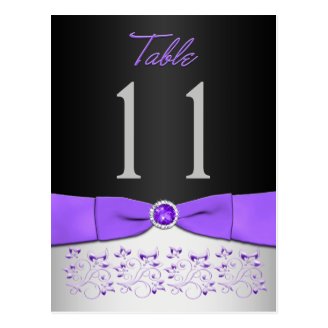 Black, Purple, Silver Floral Table Number Postcard