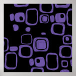 Black, Purple, Violet Retro Abstract Art Poster