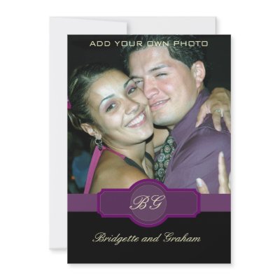 Black Purple Wedding Invitations with Photo by WeddingCentre
