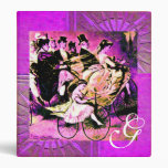 BLACK PURPLE WHITE BICYCLE WEDDING  MONOGRAM 3 RING BINDERS