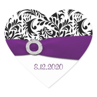 Black Purple & White Damask Envelope Seals sticker