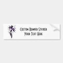 Black Purple & White Swirly Flower by Naomi Bumper Sticker