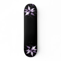 Black Purple & White Swirly Flower by Naomi Skate Board Deck