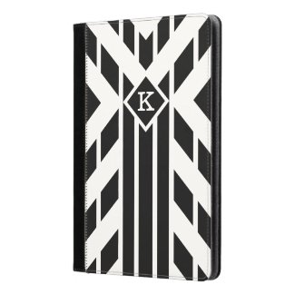 Black Quadrilateral Stripes on White with Monogram