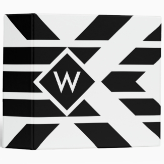 Black Quadrilateral Stripes on White with Monogram