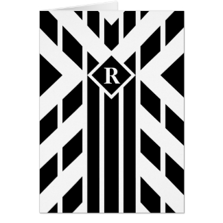Black Quadrilateral Stripes on White with Monogram