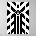 Black Quadrilateral Stripes on White with Monogram