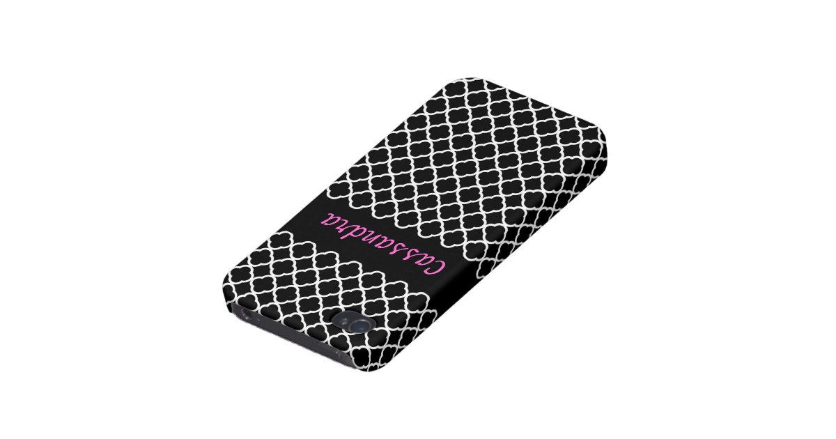 Black quatrefoil customize iphone 4 case / cover | Zazzle