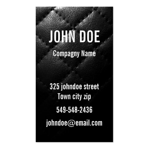 Black Quilted leather Business Card Template (back side)