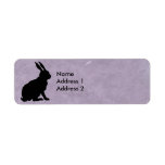 Black Rabbit Silhouette Marbled Purple Custom Return Address Labels