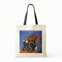 black rabbit tote bag by WideEyeWinkStudios black rabbit tote bag