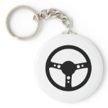 black racing steering wheel icon keychain
