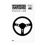 black racing steering wheel icon postage stamp