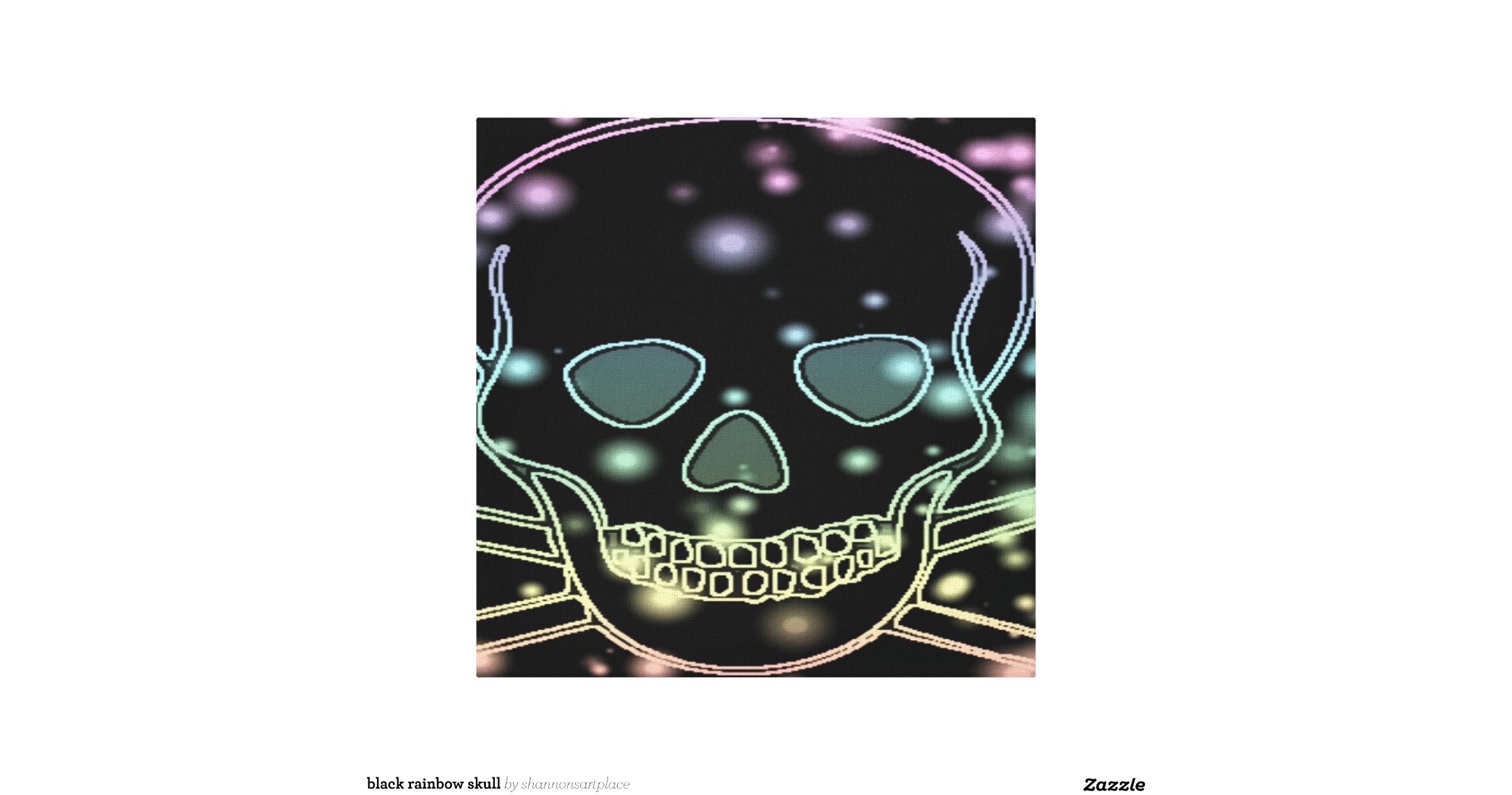 black rainbow skull stretched canvas prints Zazzle