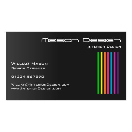 Black Rainbow Stripes Business Card (front side)