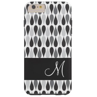 Black Raindrops Geometric Pattern Monogram Barely There iPhone 6 Plus Case