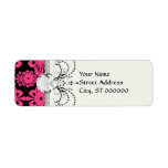 black raspberry red pink mod damask custom return address labels