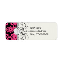 black raspberry red pink mod damask custom return address labels