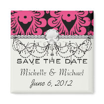 black raspberry red pink mod damask magnet
