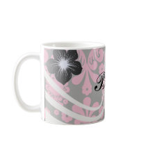 black raspberry red pink mod damask mug