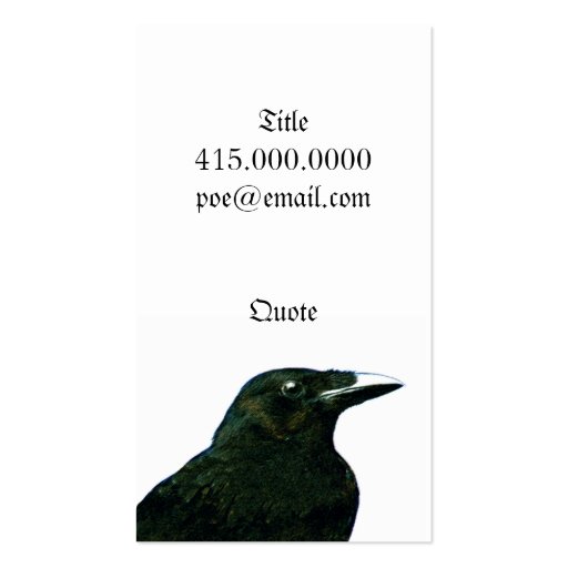 Black Raven Business Cards (back side)