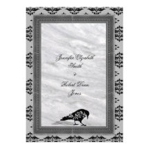 Black Raven Gothic Frame Wedding Invitation