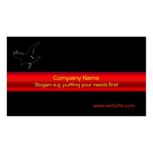 Black Raven Logo with red metallic-effect stripe Business Card Template
