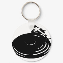 black record turntable keychains