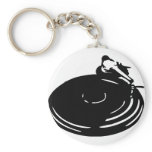 black record turntable keychain