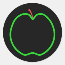 Black, Red and Green Apple Design. Round Stickers